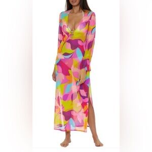 TRINA TURK Lilleth Ring Cover-Up Maxi Dress Mesh Retro Swim Dress